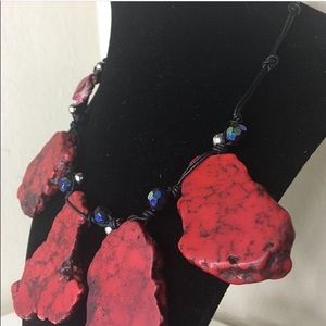 Boho rock and leather necklace